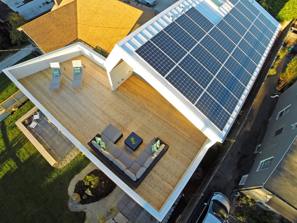 Arial view of top deck solar panel